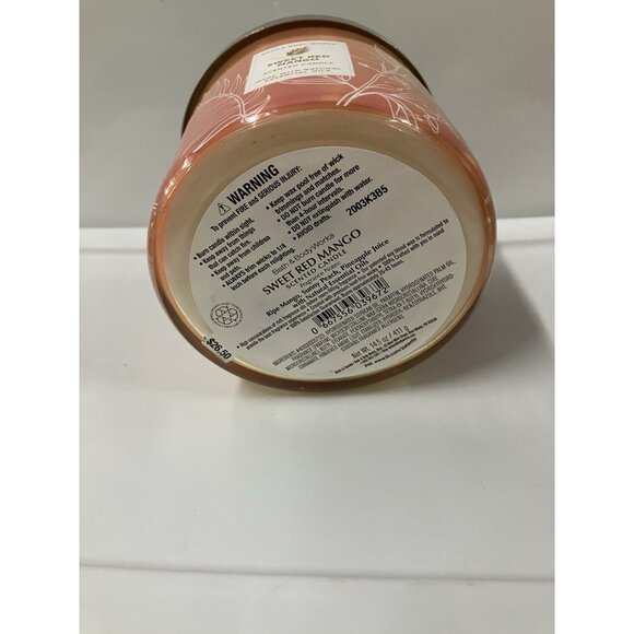 BATH & BODY WORKS 3 WICK CANDLE SWEET RED MANGO - Picture 4 of 4